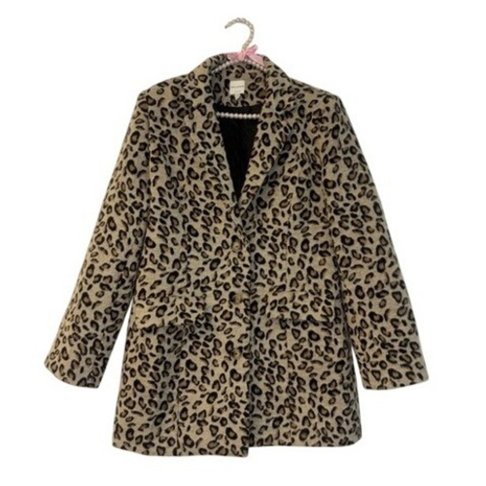 Ellison Leopard Print Blazer Jacket Beige Black Size Large NEW cheetah animal